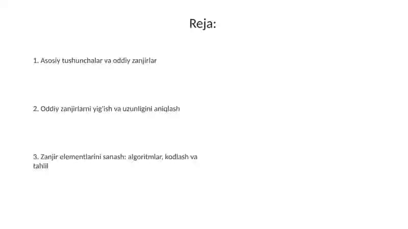 Oddiy zanjirlarni yigʻish va hisoblash 2