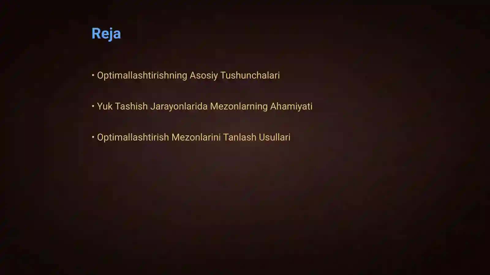 Yuklarni tashida optimallashtirish mezonlarini tanlash va asoslash 2
