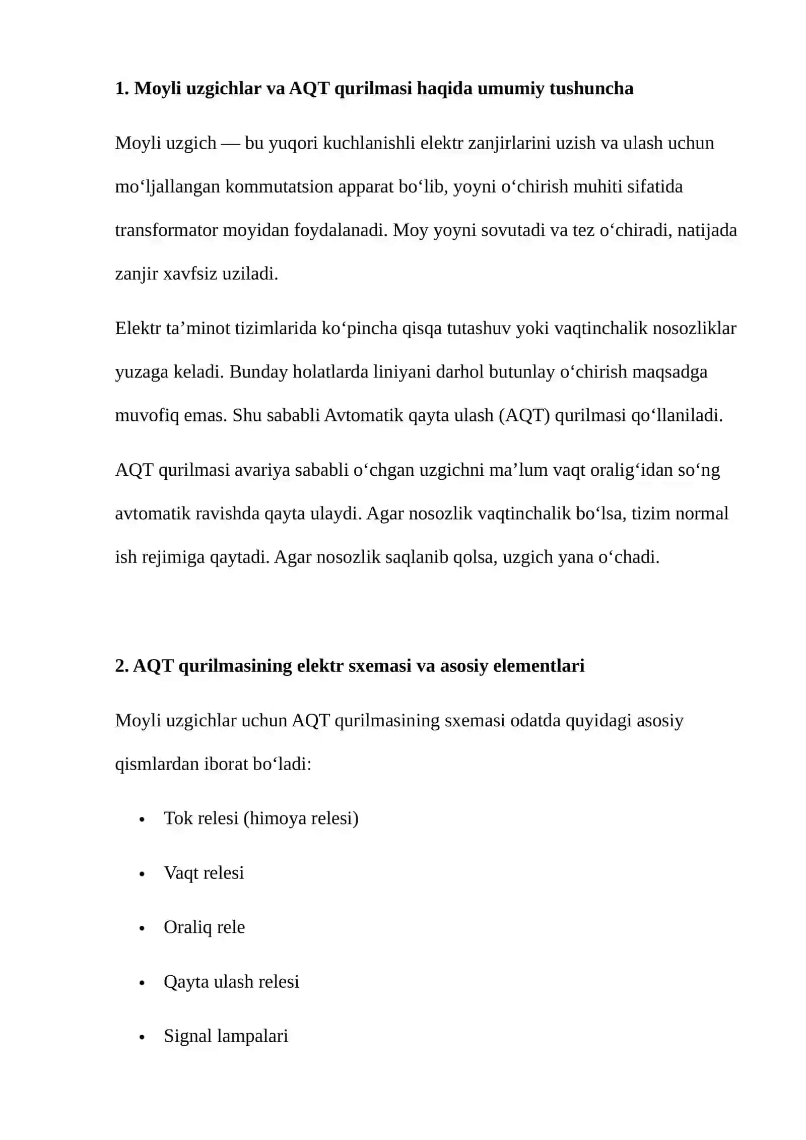 MOYLI UZGICHLAR UCHUN AQT (AVTOMATIK QAYTA ULASH) QURILMALARINING SXEMASI 2