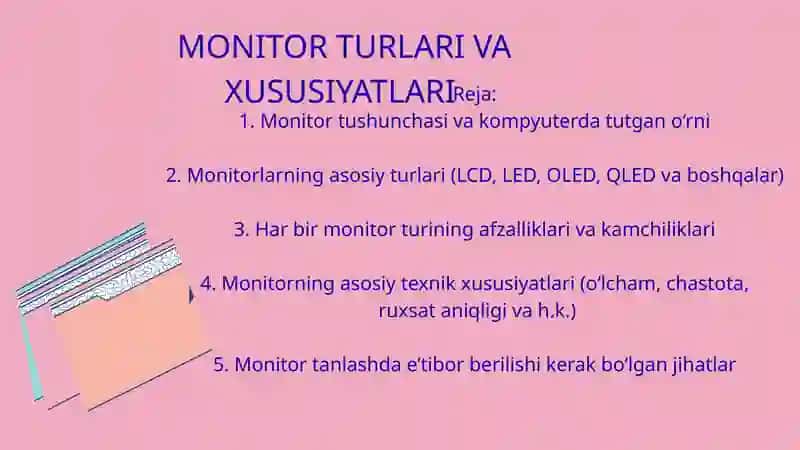 MONITOR TURLARI VA XUSUSIYATLARI 2