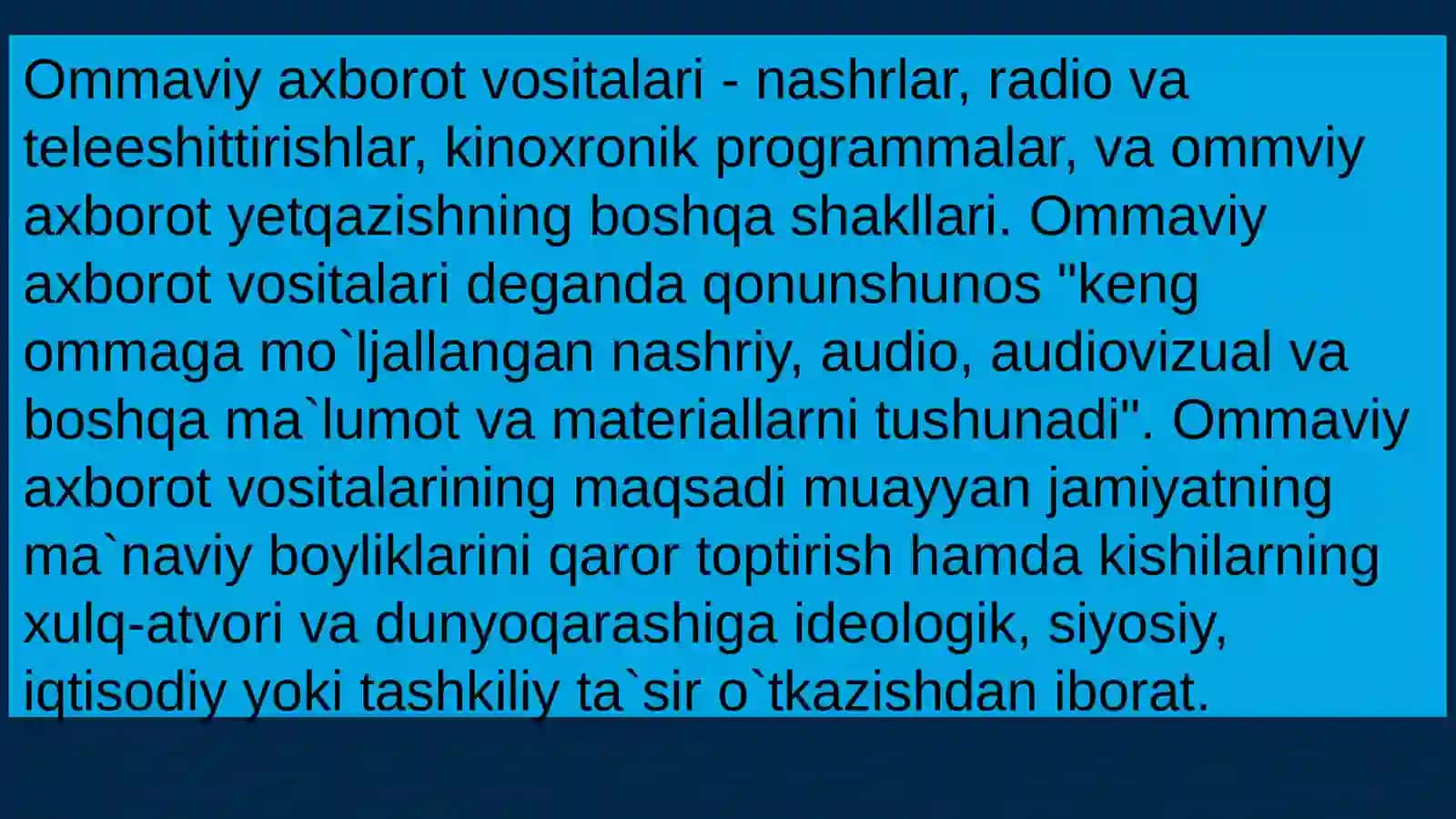 Ommaviy axborot vositalarining o'rni 2