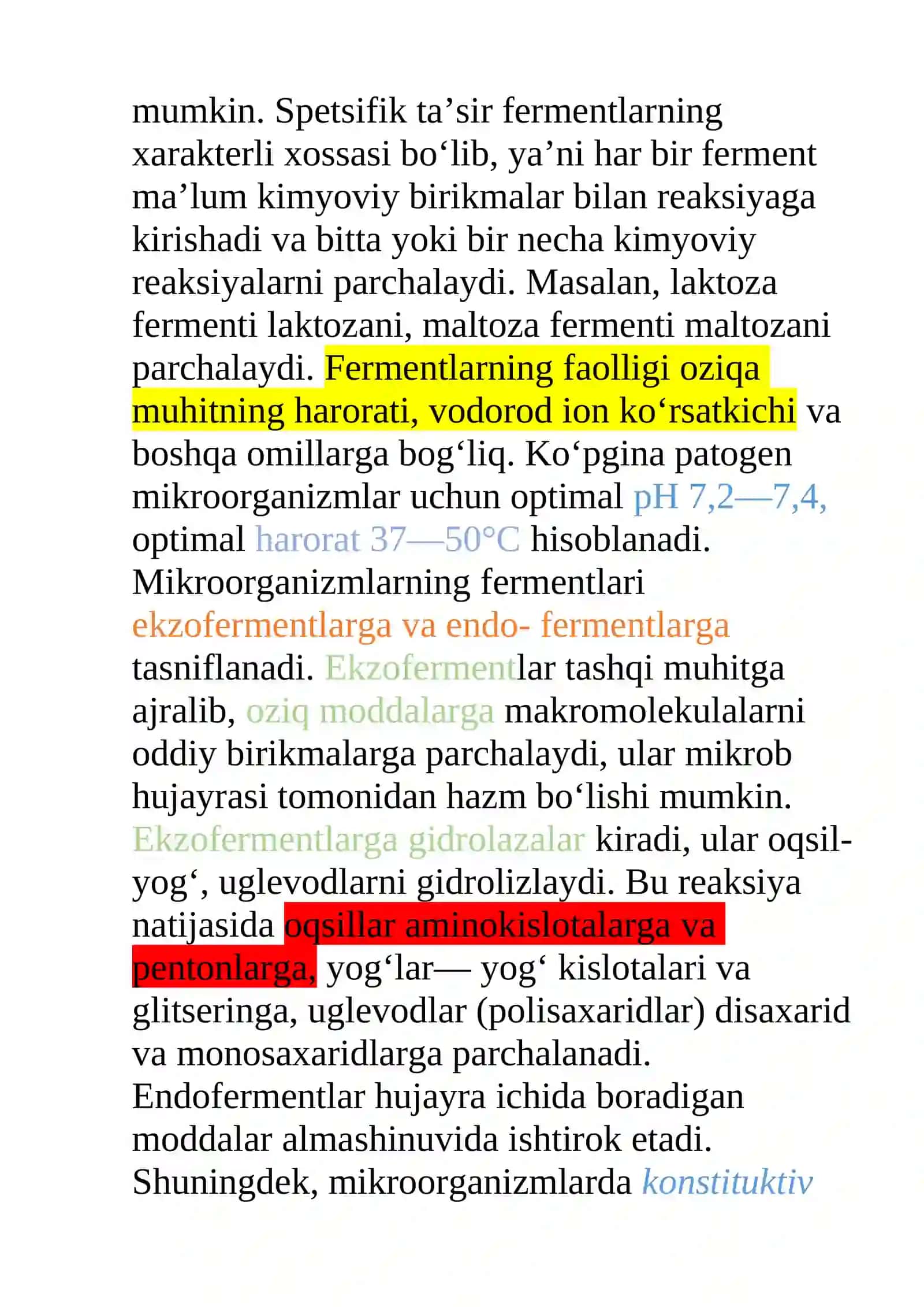 Bakteriyalarning hayot faoliyati mahsulotlari. Fermentlar, pigmentlar, toksinlar, aromatik moddalar. Mikroorganizmlarga tashqi muhit omillarning ta'siri. Dezinfeksiya va sterilizatsiya usullari. 2