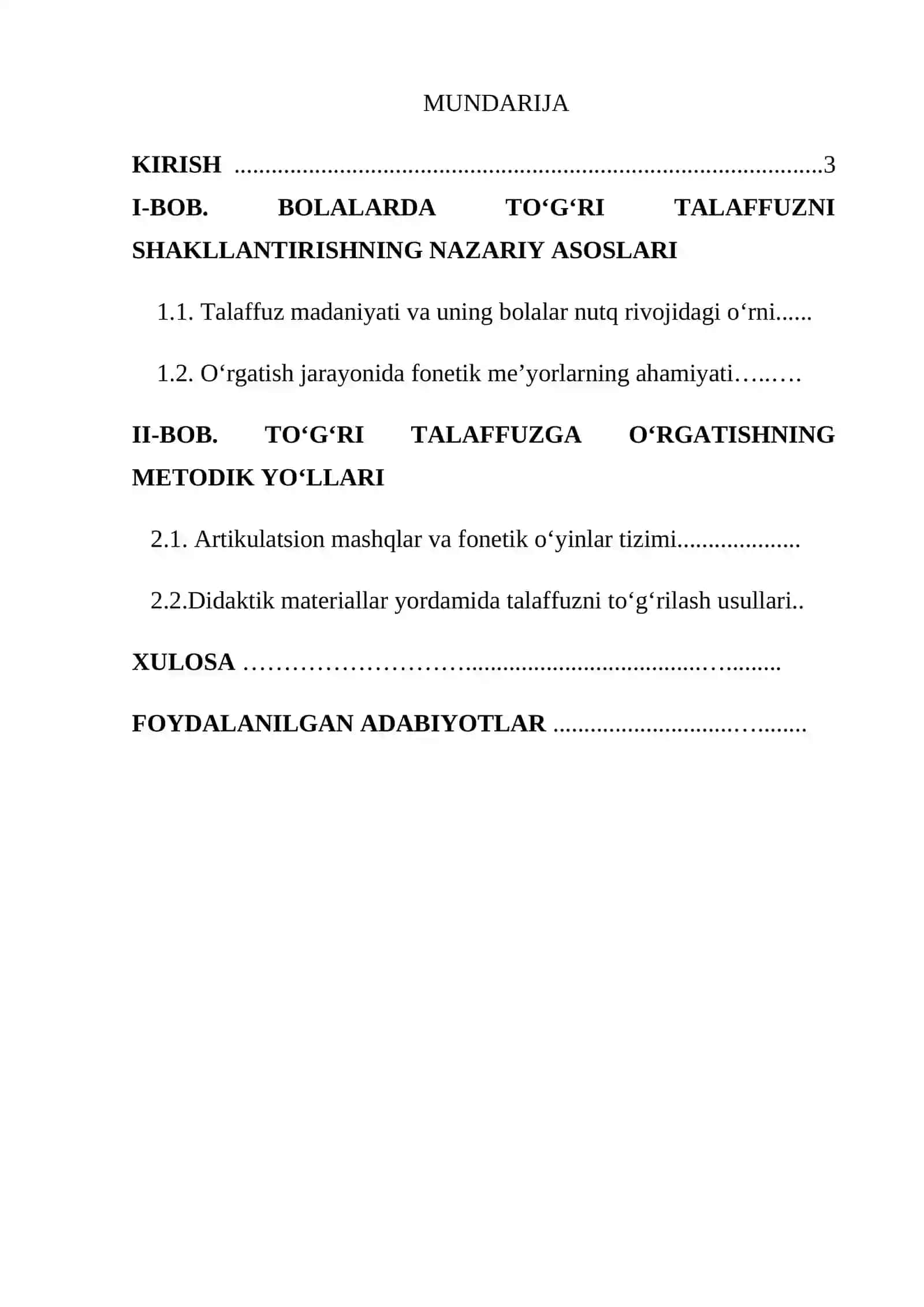 «NUTQ O’STIRISH METOTIKASI» FANIDAN KURS ISHI 2