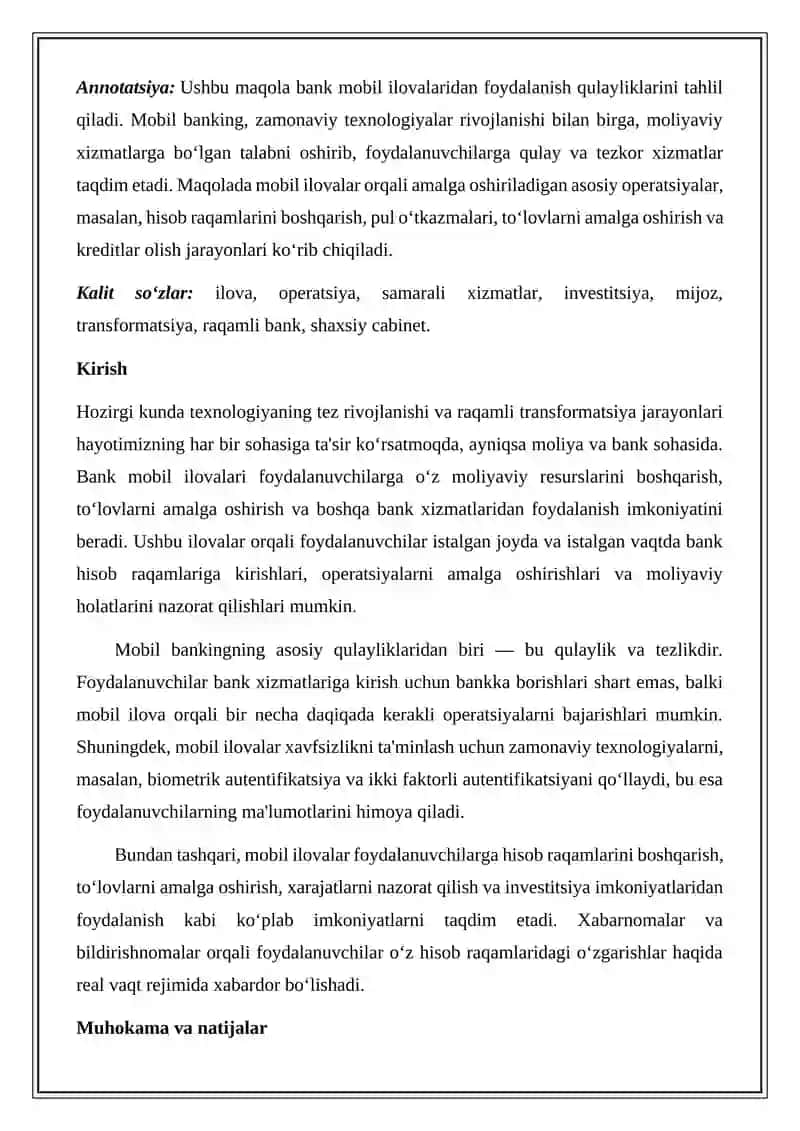 Bank mobil ilovalaridan foydalanish qulayliklari 2