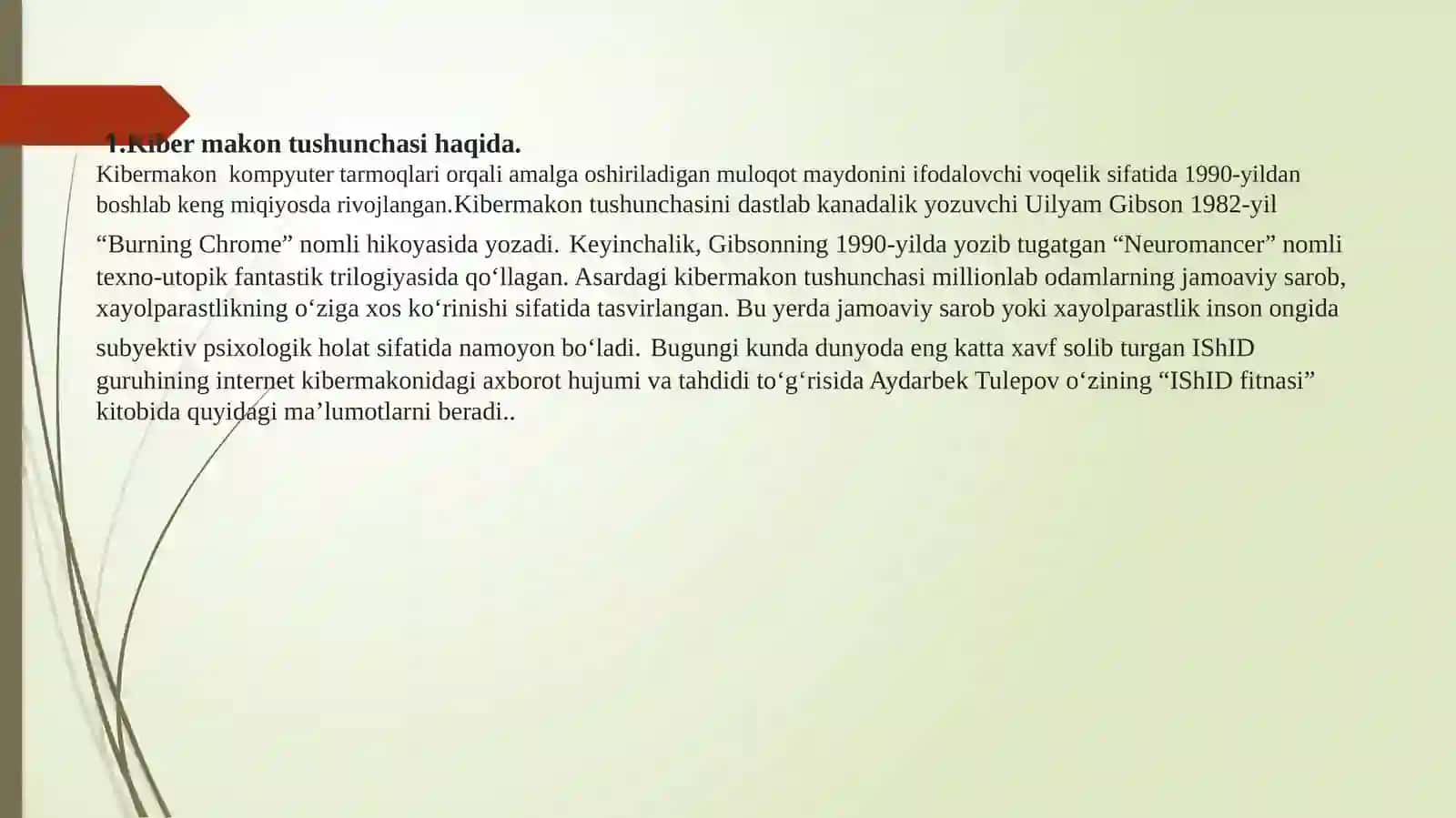Kibermakon, kiberterorizm, kiberzo’ravonlik tushunchalarining mohiyati 2