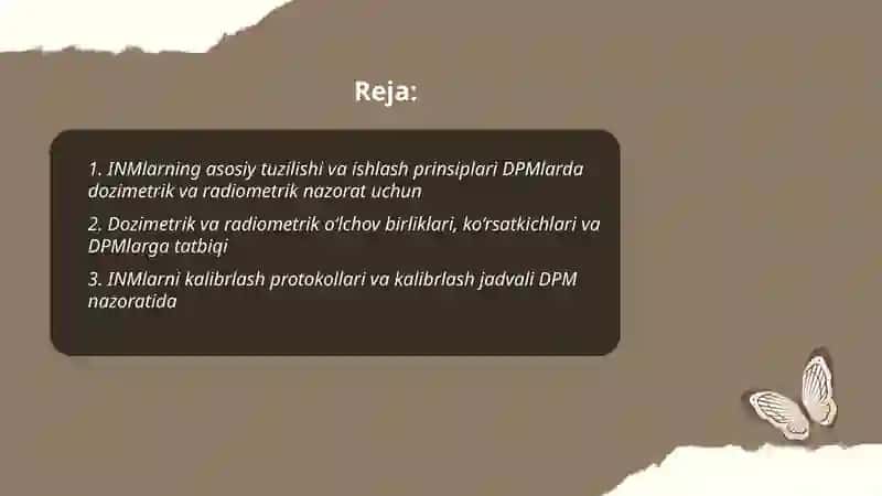 INMlarning asosiy tuzilishi va ishlash prinsiplari DPMlarda dozimetrik va radiometrik nazorat uchun 2