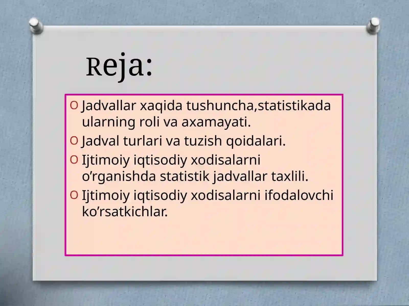 Ijtimoiy iqtisodiy xodisalarni o‘rganishda statistik jadvallarni tuzish va taxlil qilish 2