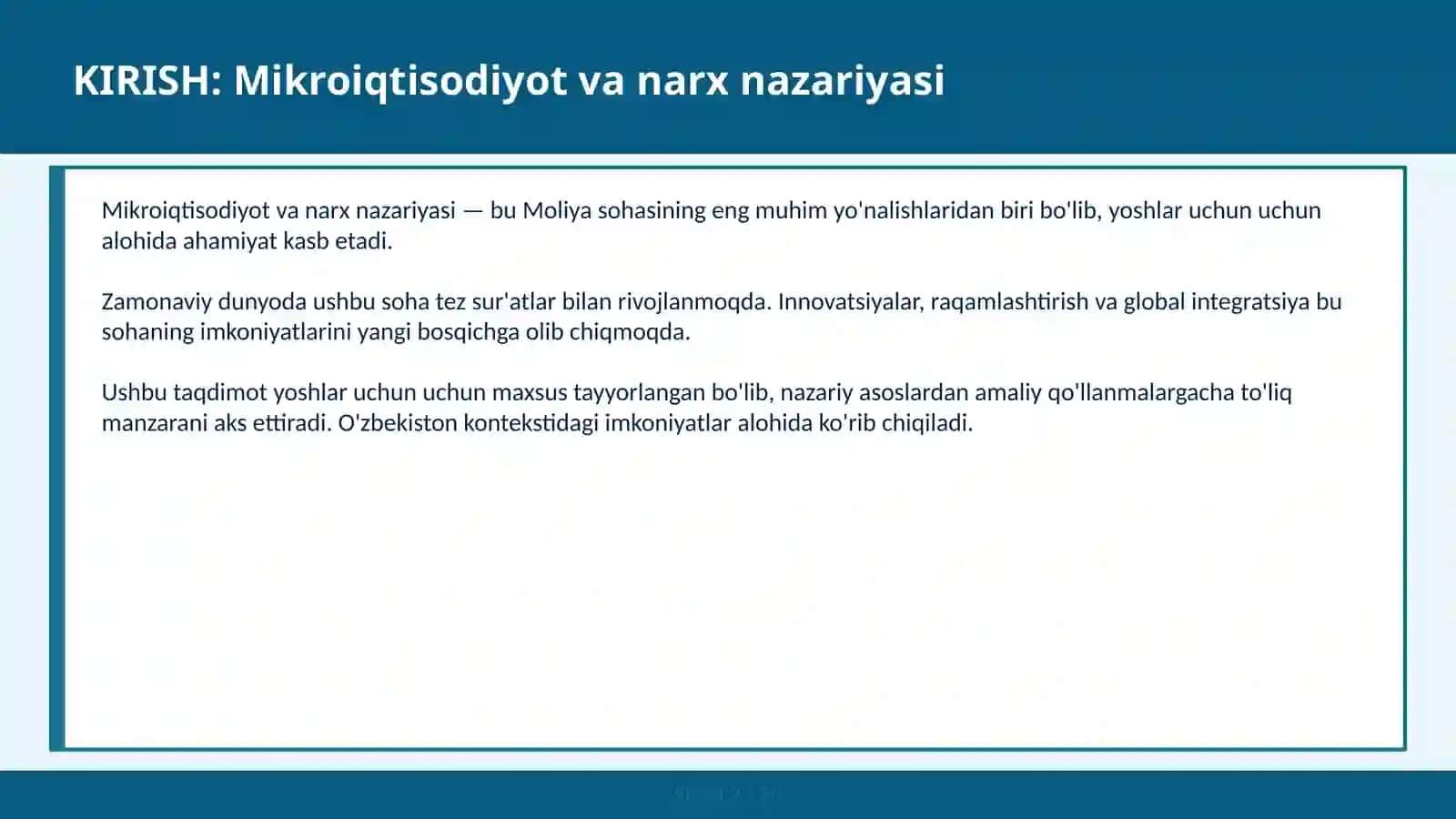 Mikroiqtisodiyot va narx nazariyasi 2