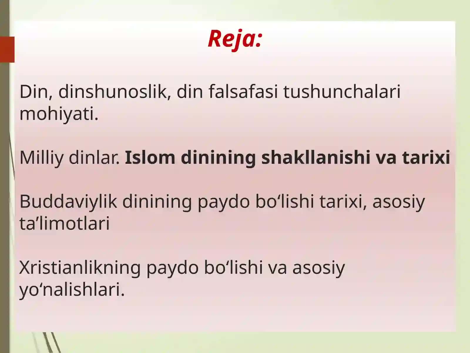 Din, dinshunoslik, din falsafasi, teologiya, teosofiya xudojo’ylik tushunchalarining ma’nosi va ularning o’zaro aloqasi 2
