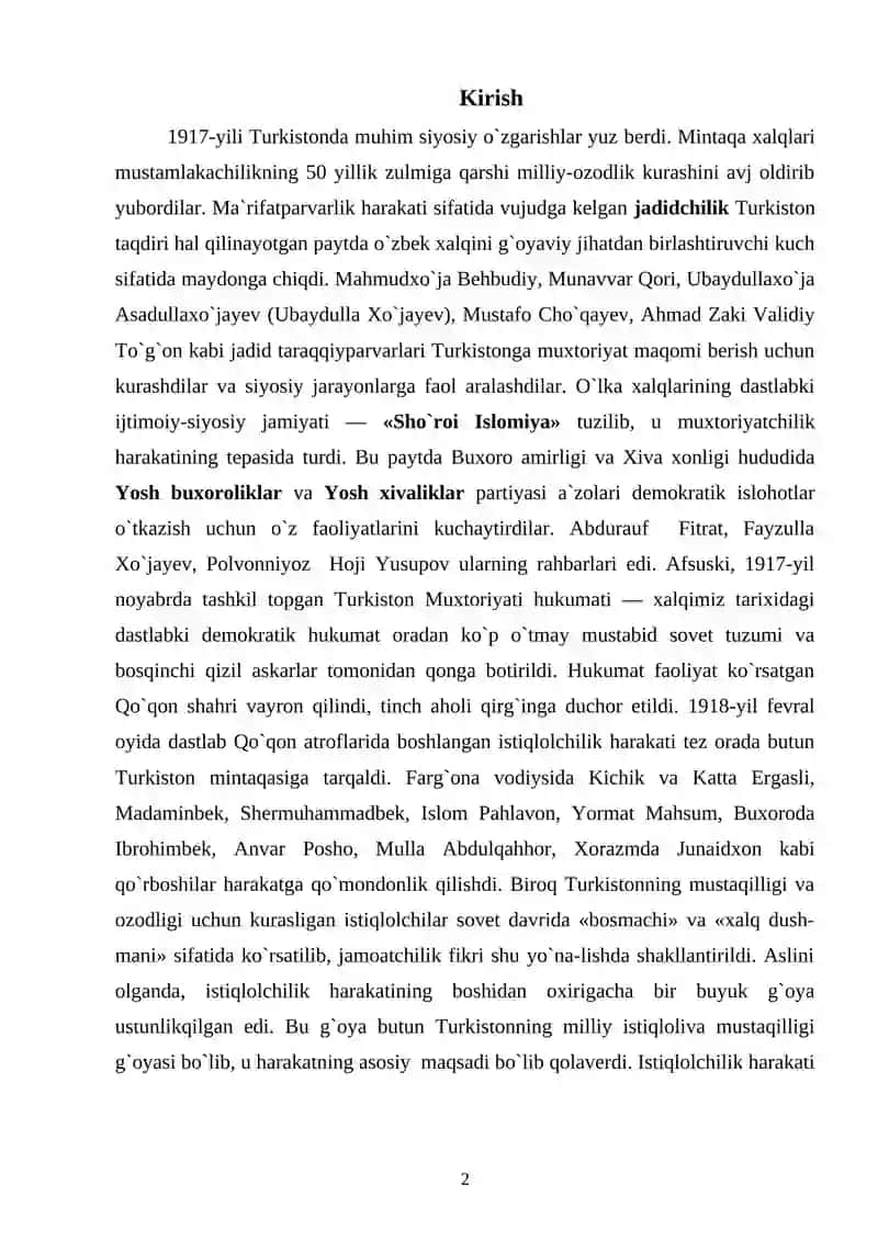 Oʻrta Osiyoda milliy hududiy chegaralash yangi tipdagi UzSSRning tashkil topishi 2