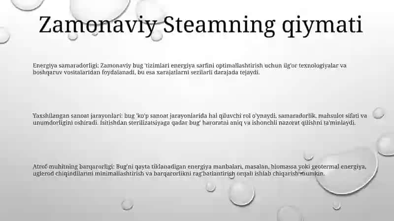 Zamonaviy Steam Davr Talabi 2