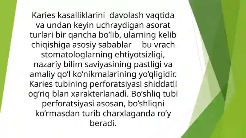 Karies kasalligini tashxislash va davolashda uchraydigan xato va asoratlar 2