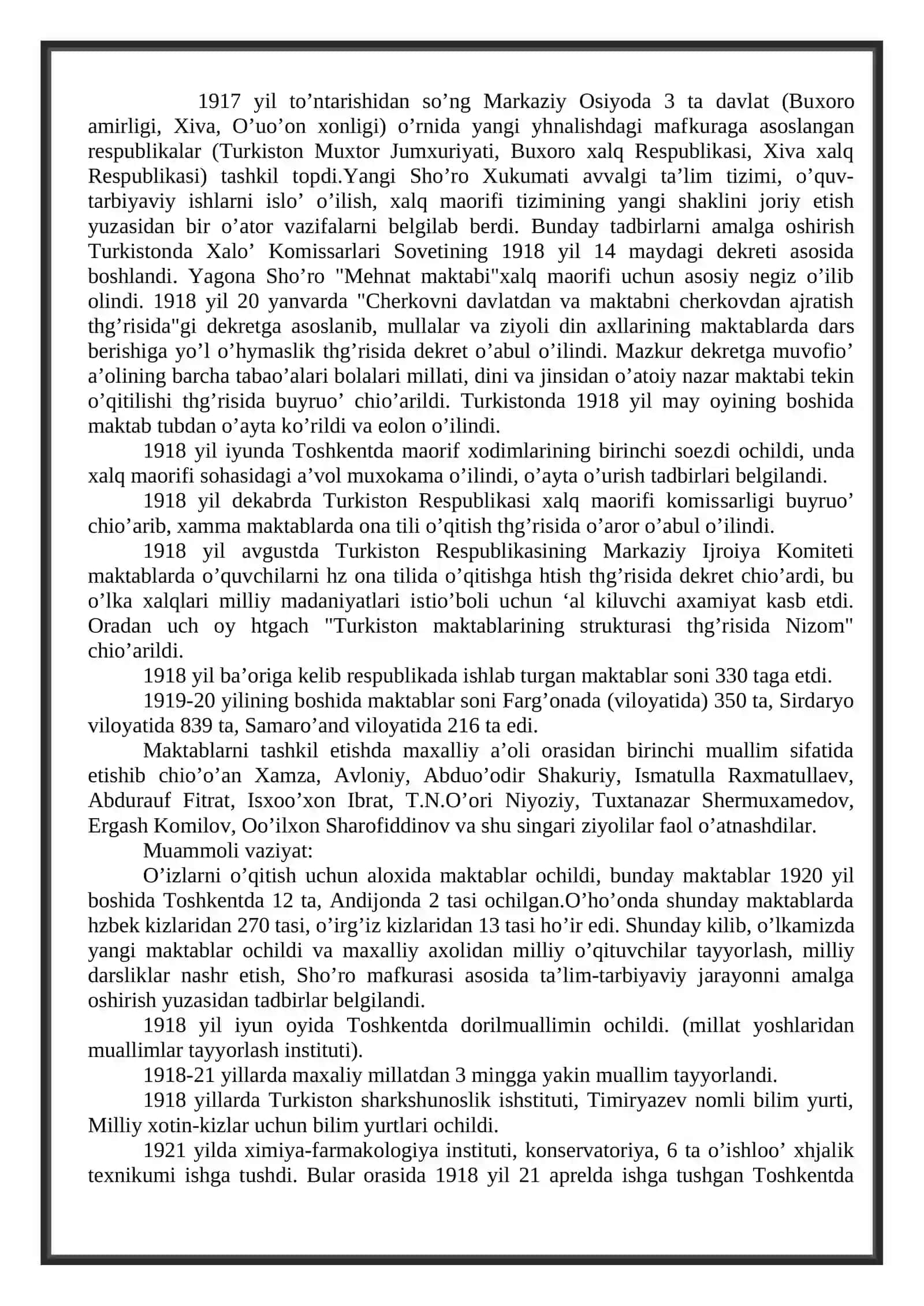 1917-1991 yillarda O’zbekistonda ta’lim tizimi va pedagogika fani rivoji 2
