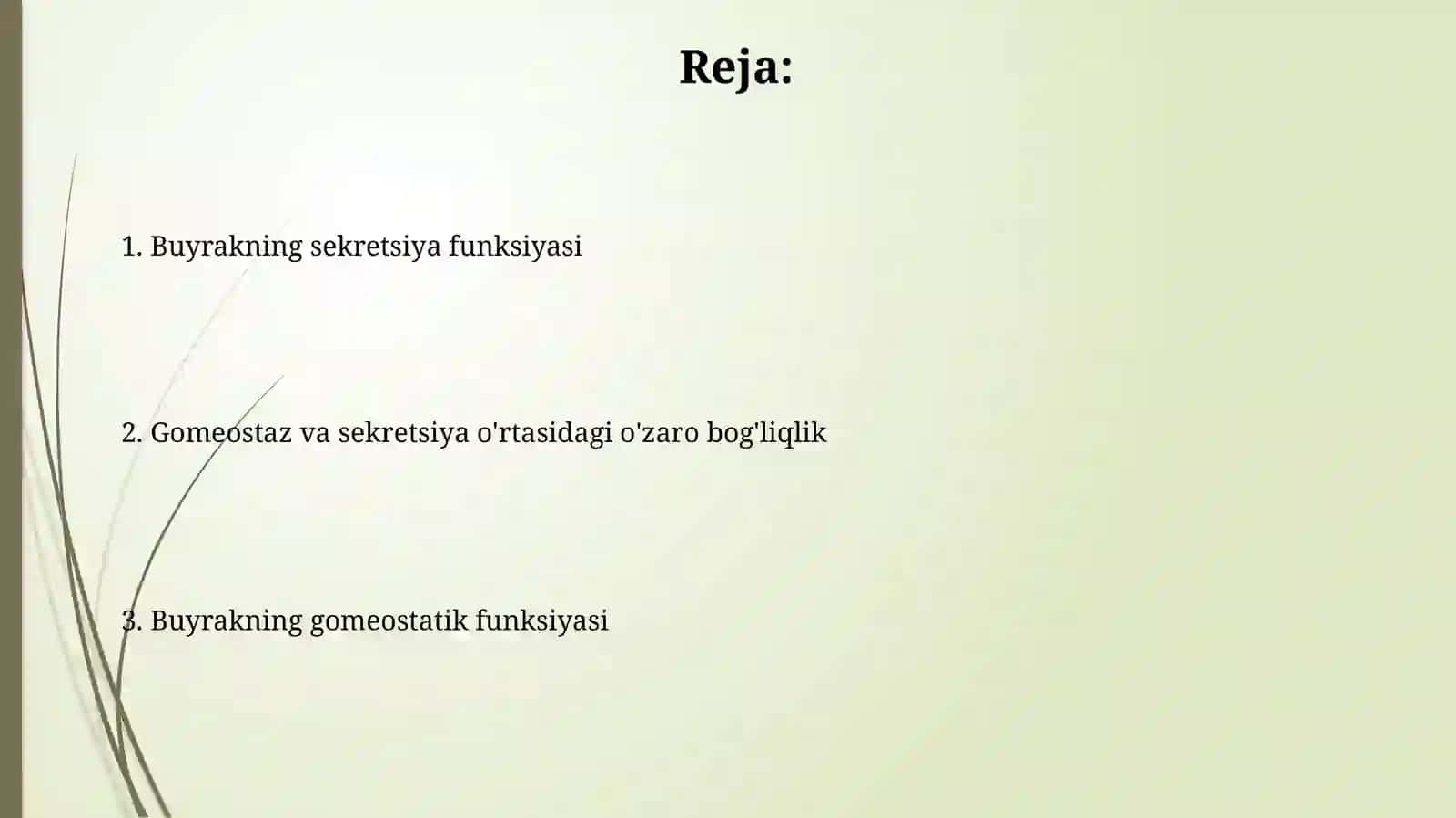 Buyrakning gomeostatik vasekretorfuntsiyasi 2