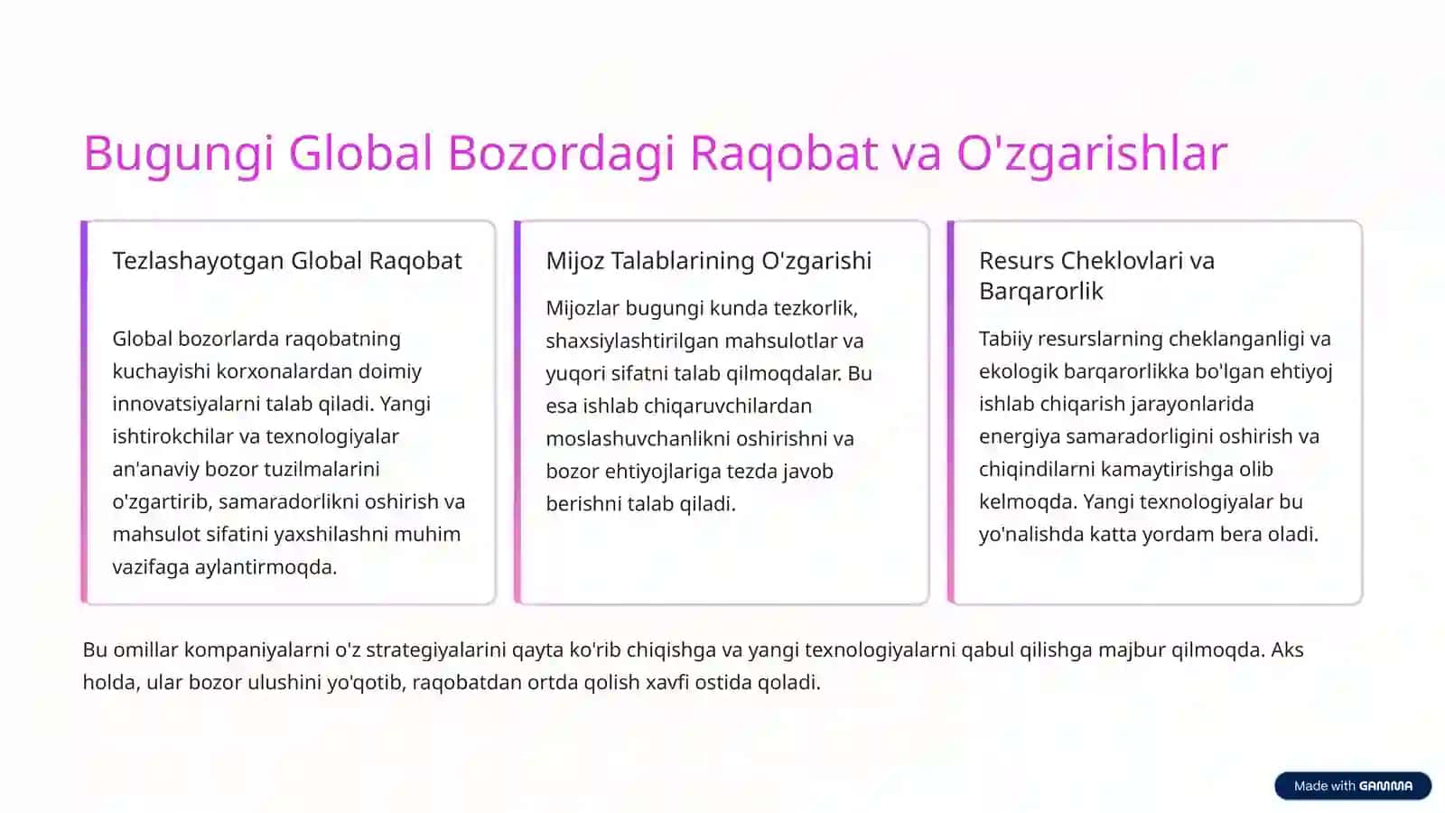 Ishlab chiqarish Jarayoniga Yangi, Samarali Texnologiyalarni Tadbiq Etish Zarurati va Istiqbollari 2