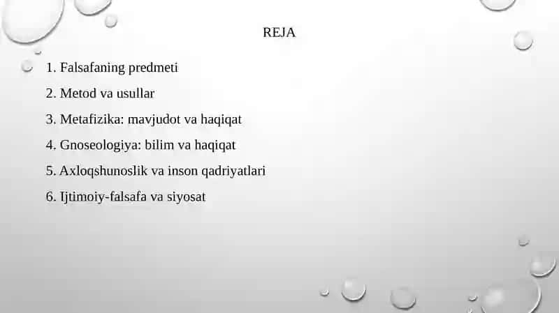 Falsafaning predmeti va asosiy masalalari 2