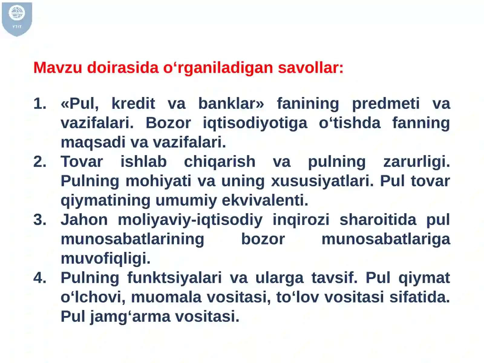 Pulning paydo bo‘lishi, zarur ligi va funksiyalari 2