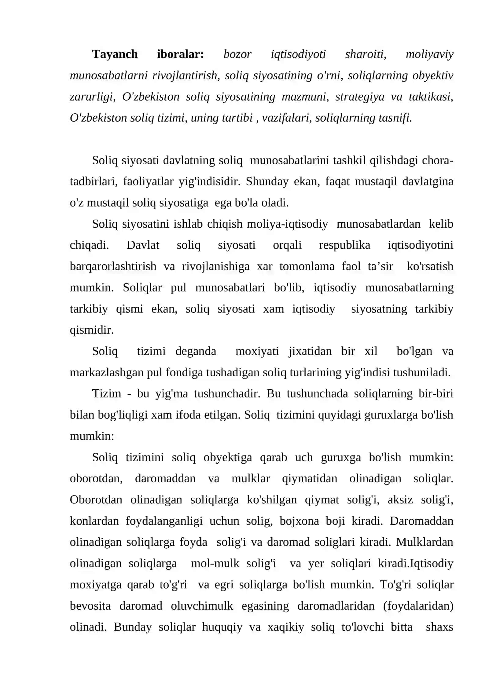 MUSTAQILLIGIMIZNING DASTLABKI YILLARIDA SOLIQ SIYOSATINING O‘ZIGA XOS XUSUSIYATLARI 2