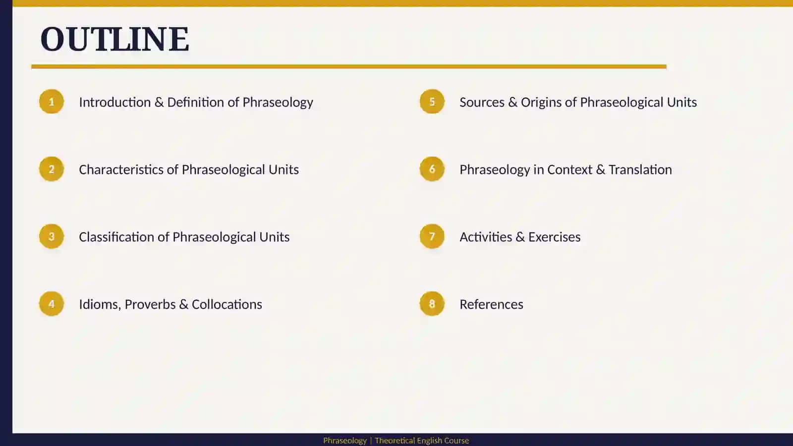 THEORETICAL ENGLISH COURSE — 4TH YEAR PHRASEOLOGY 2