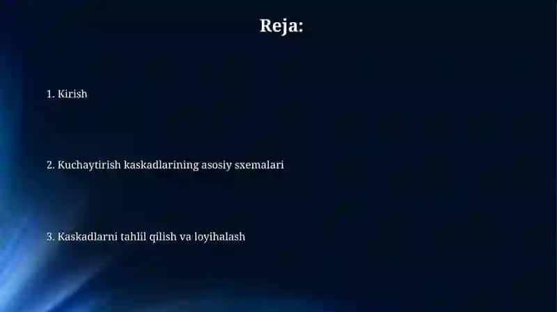Tranzistorlarda bajarilgan kuchaytirish kaskadlari sxemalari 2