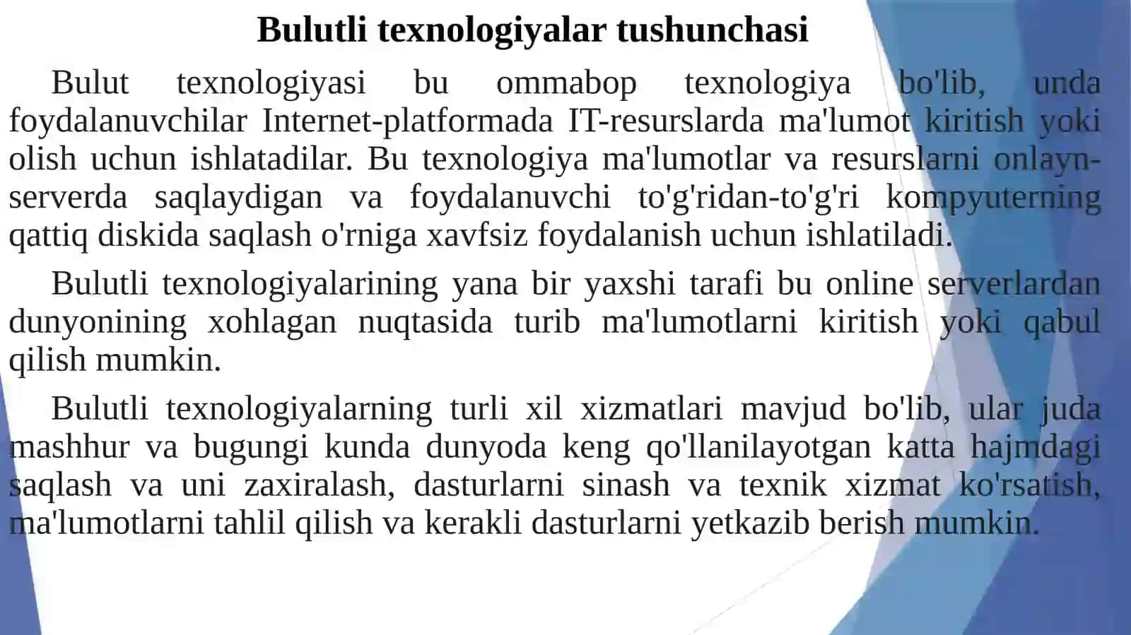 Bulutli texnologiyalar va ular bilan ishlash 2