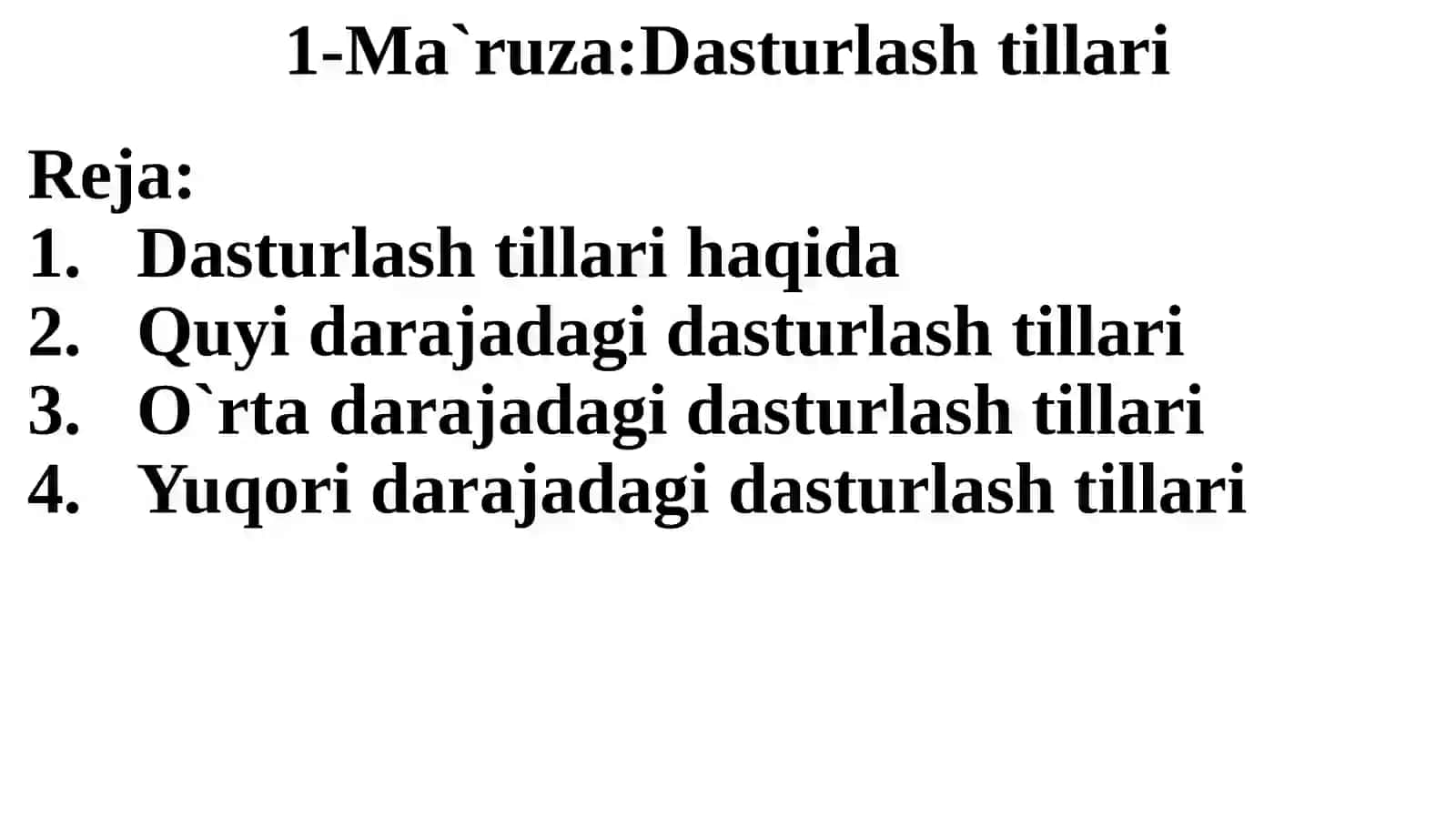 Fan: Dasturlash texnologiyalari 2