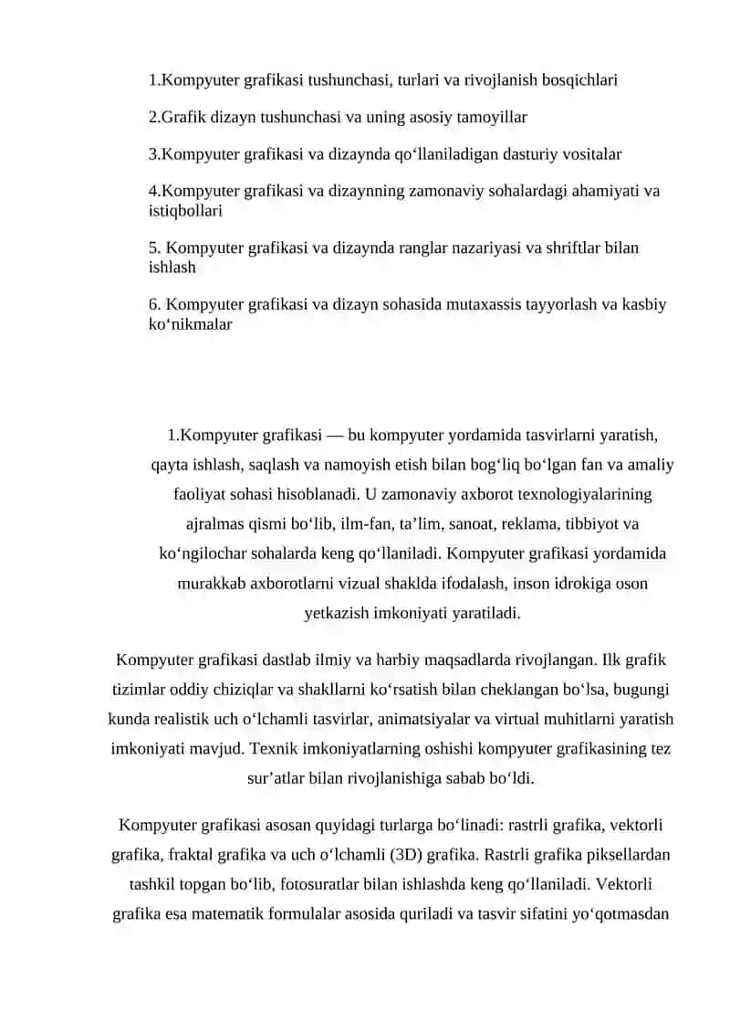 Kompyuter grafikasi va Dizayn haqida tushunchalar 2