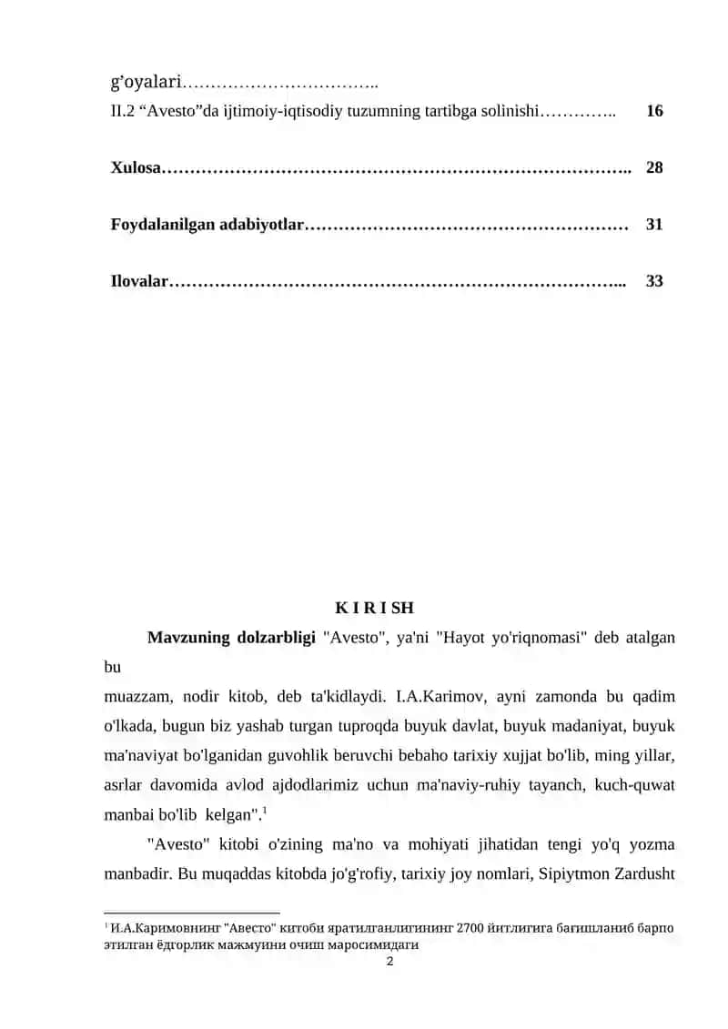 “AVESTO” DA HUQUQIY TARTIBOT MASALALARINING YORITILISHI” 2