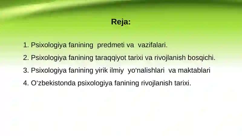 Psixologiyaning fanlar tizimidagi o‘rni 2