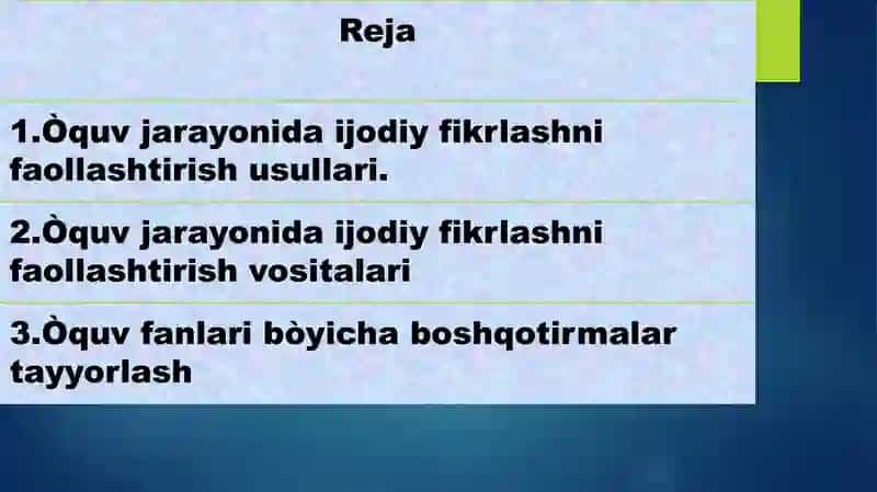 Òquv jarayonida ijodiy fikrlashni faollashtirish usullari va vositalari 2