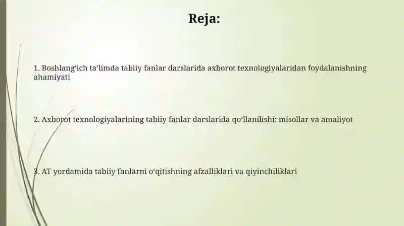 Boshlangʻich taʼlimda tabiiy fanlar darslarida axborot texnologiyalaridan foydalanish 2