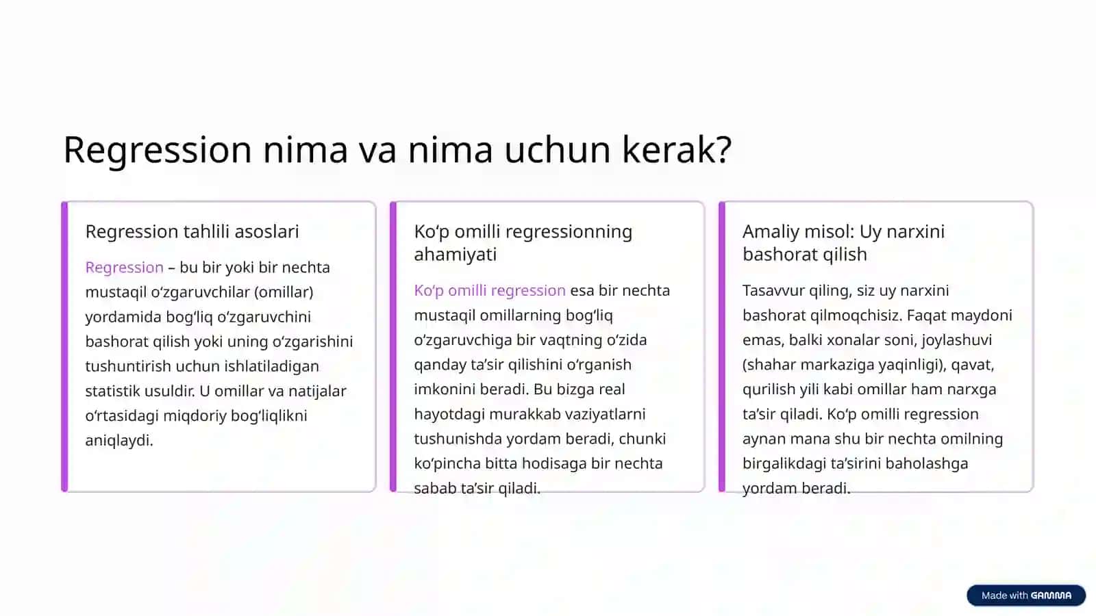 Ko‘p omilli regression: Korrelatsion tahlilni kompyuterda amalga oshirish tartibi 2