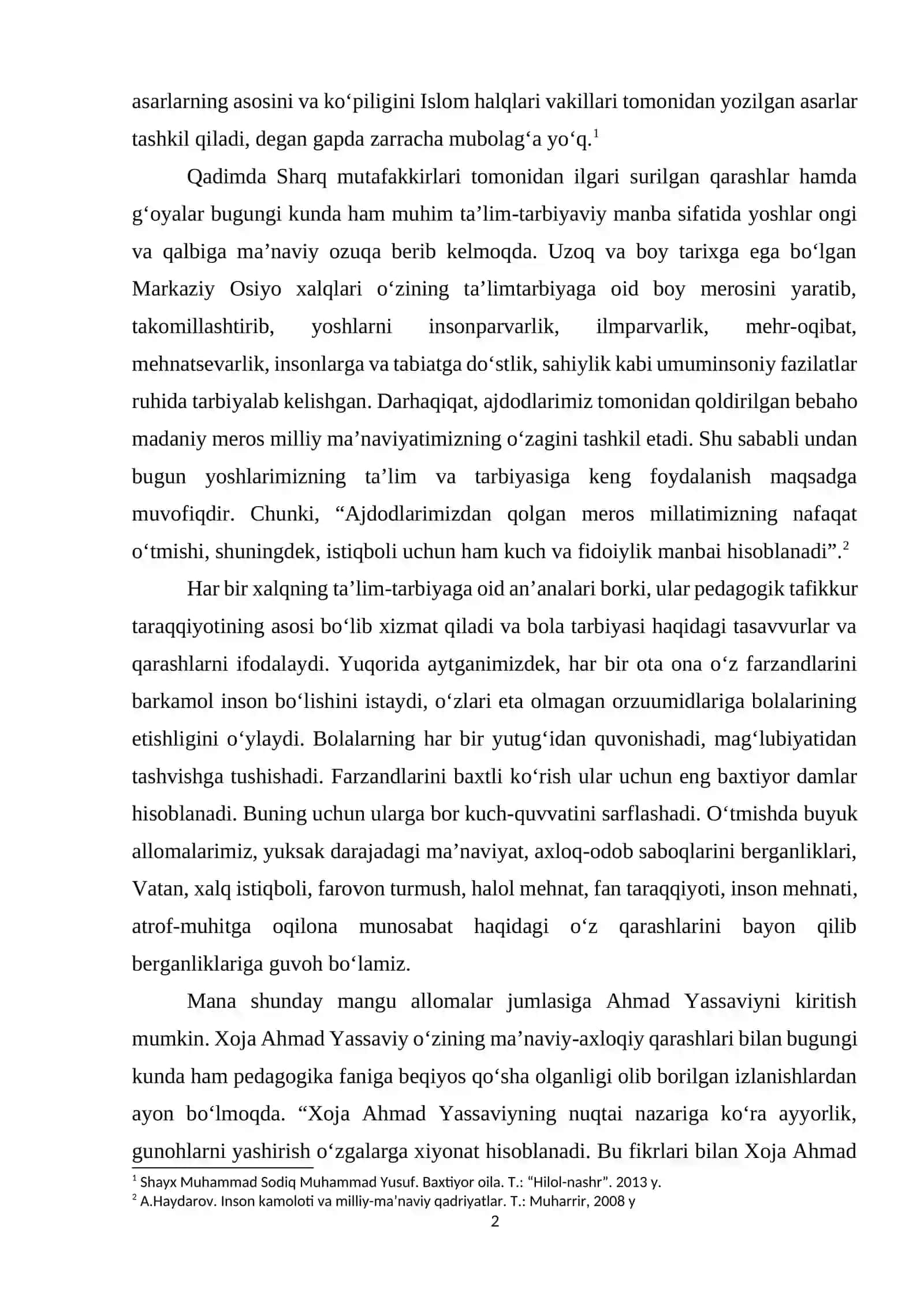 Tarbiya fanini o‘qitishda sharq mutafakkirlari merosidan foydalanishga oid tajriba-sinov ishlarini o‘tkazish 2