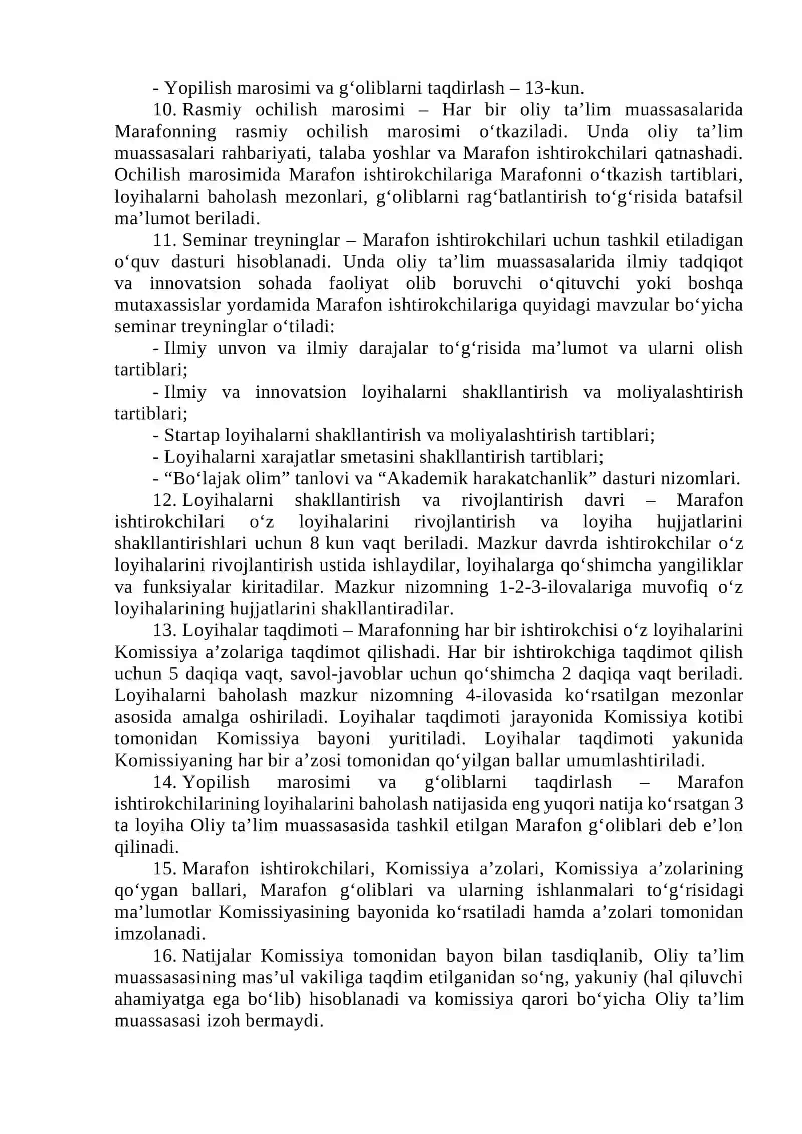 “TechnoWays” texnologik rivojlanish marafonini o‘tkazish tartibi to‘g‘risidagi Nizom 2