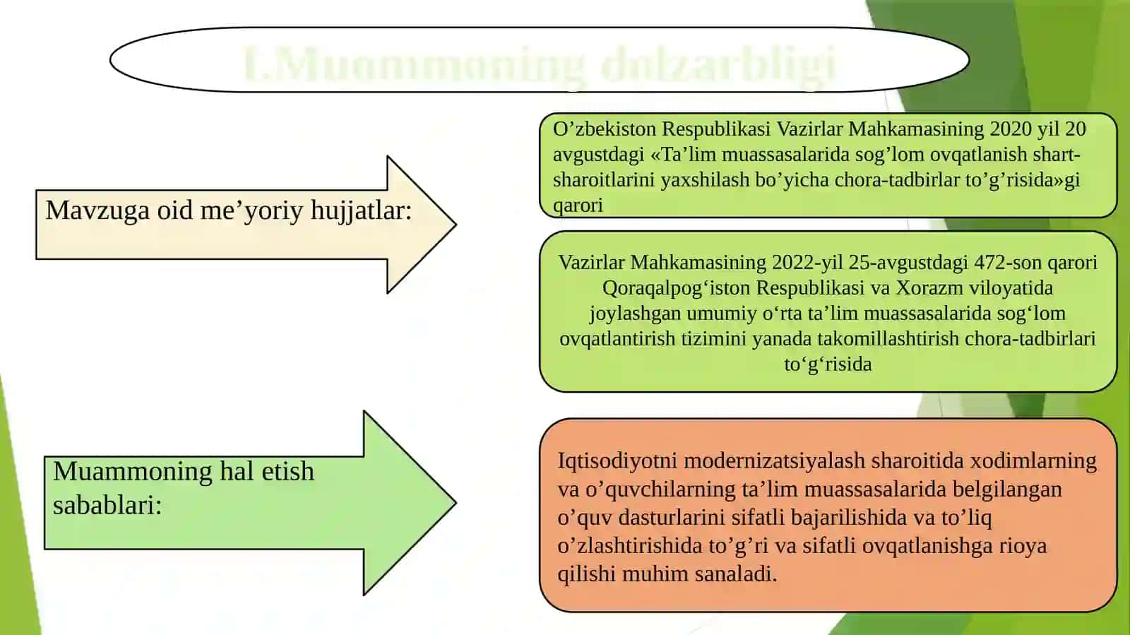 MAKTAB HUDUDIDAXODIMLARVA O’QUVCHILAR UCHUN SOG’LOM OVQATLANISH SHAROITINI YARATISH 2