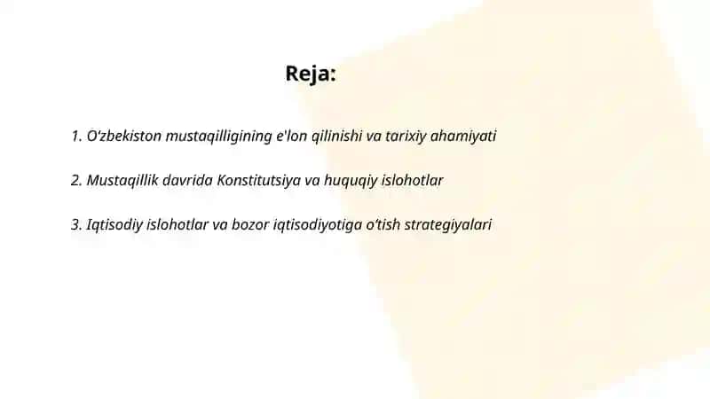 Oʻzbekistonning oʻziga hos istiqloli va tarqqiyot yuli 2
