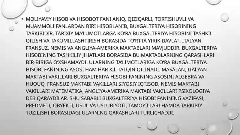 Moliyaviy hisob va hisobot faniga kirish 2
