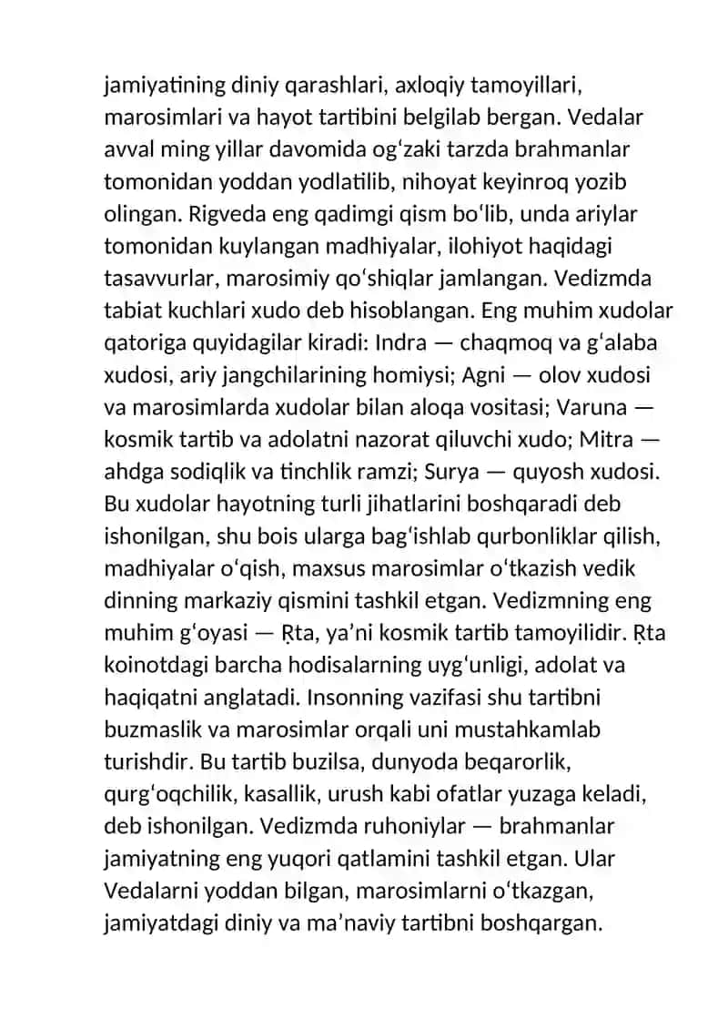 Milliy dinlar-vedizm dini ta’limotida axloqiy qarashlari 2