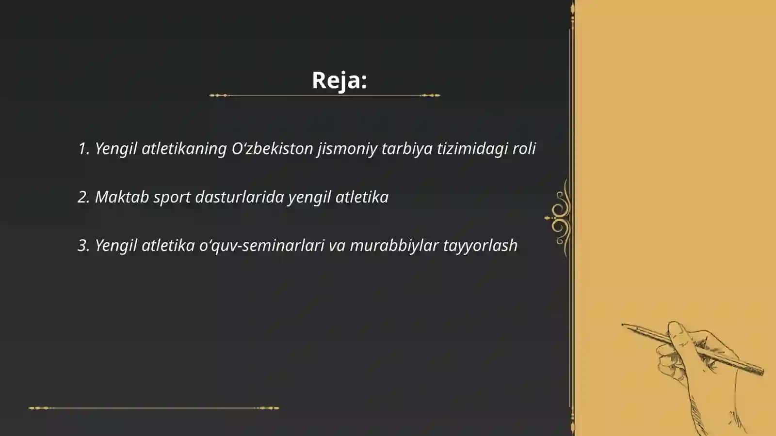 Oʻzbekiston Respublikasi jismoniy tarbiya tizimida yengil atletika oʻrni 2