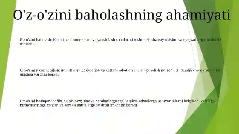 Shaxsning OʻZini OʻZi Baholashi, Shaxsning OʻZini OʻZi Nazorat Qilishi Va Boshqarish 2