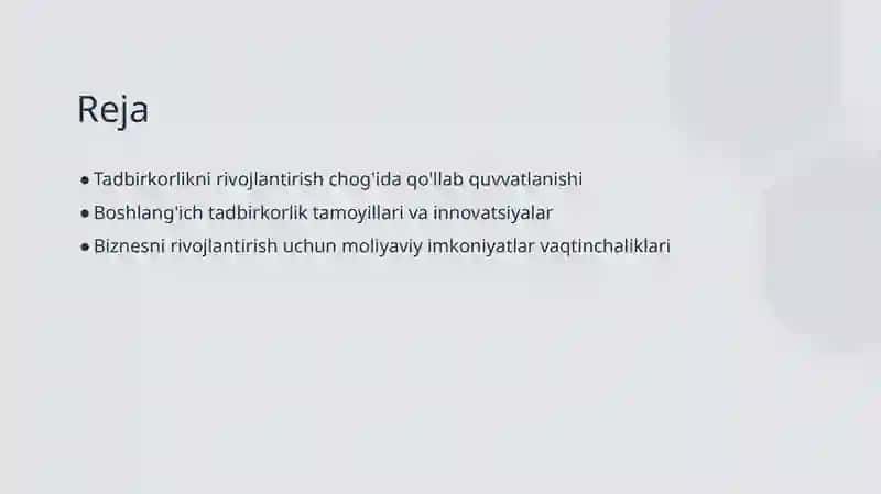 O'zbekistonda tadbirkorlikning qo'llab quvvatlanishi 2
