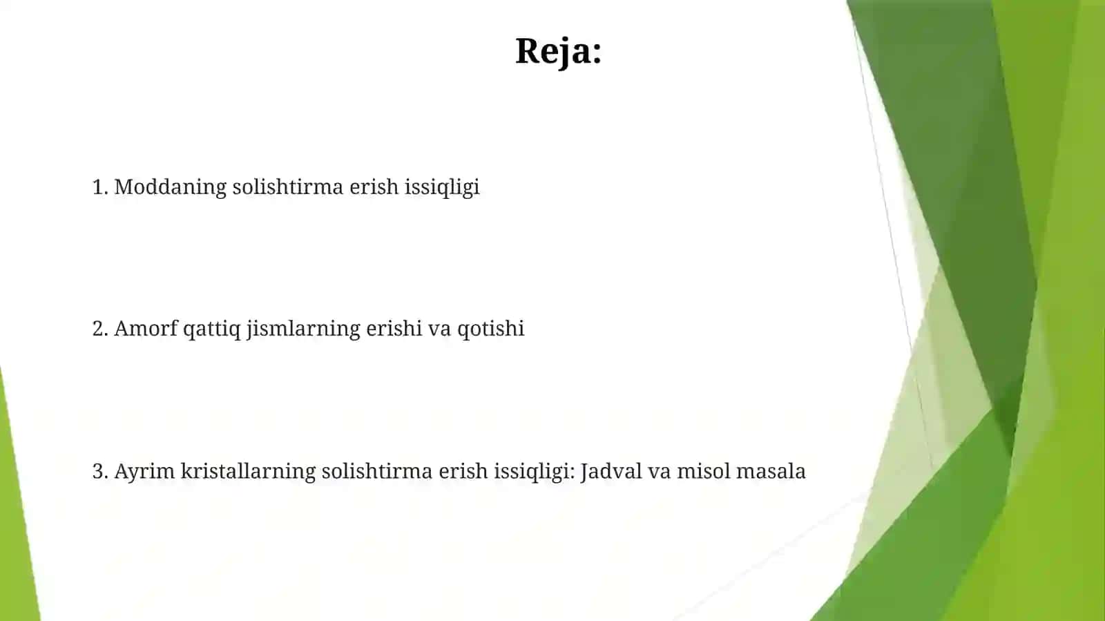 Moddaning solishtirma erish issiqligi 2