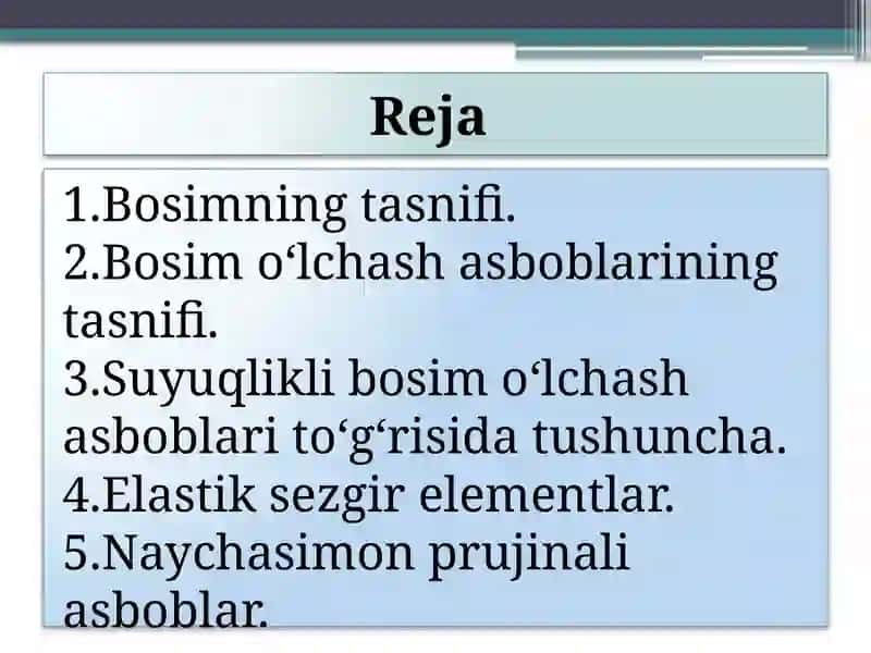 Bosim o‘lchashda islatiladigan o‘lchov asboblari 2
