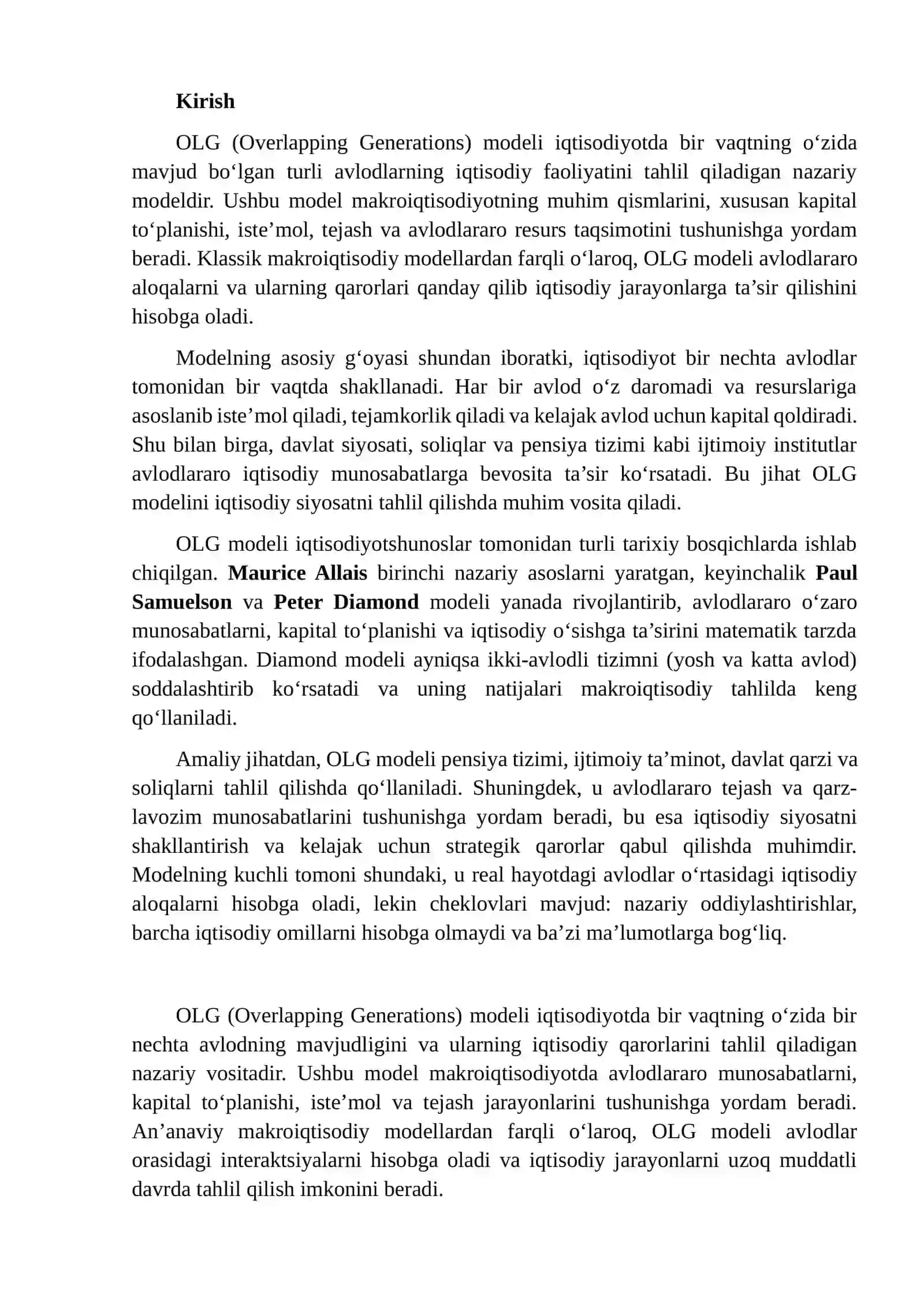OLG (Overlapping Generations) modeli 2