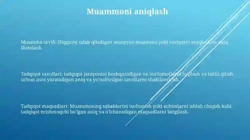 Muammoni Aniqlash Va Tadqiqot Maqsadlarini Belgilash 2