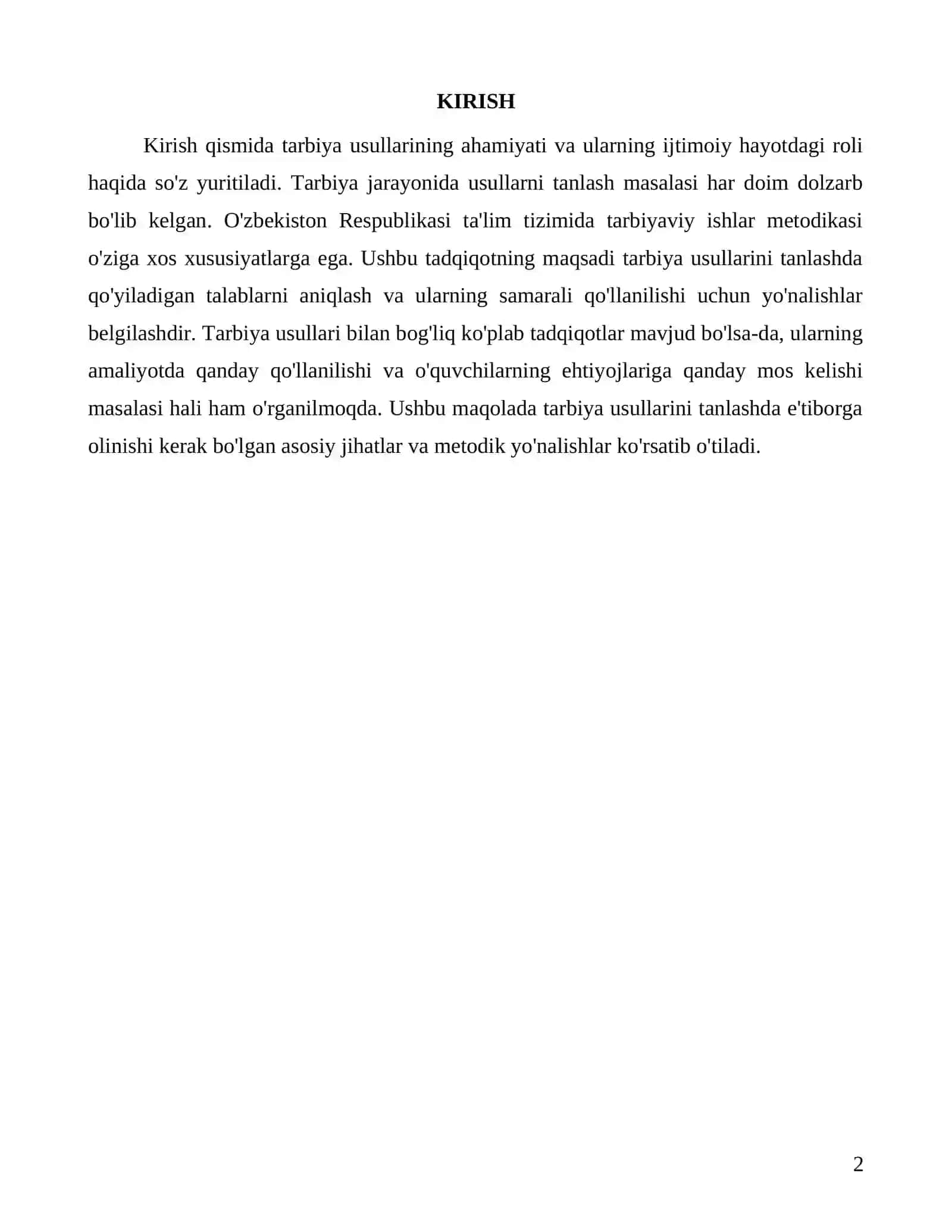 Tarbiya usullarini tanlashda qo'yiladigan talablar va metodlar 2