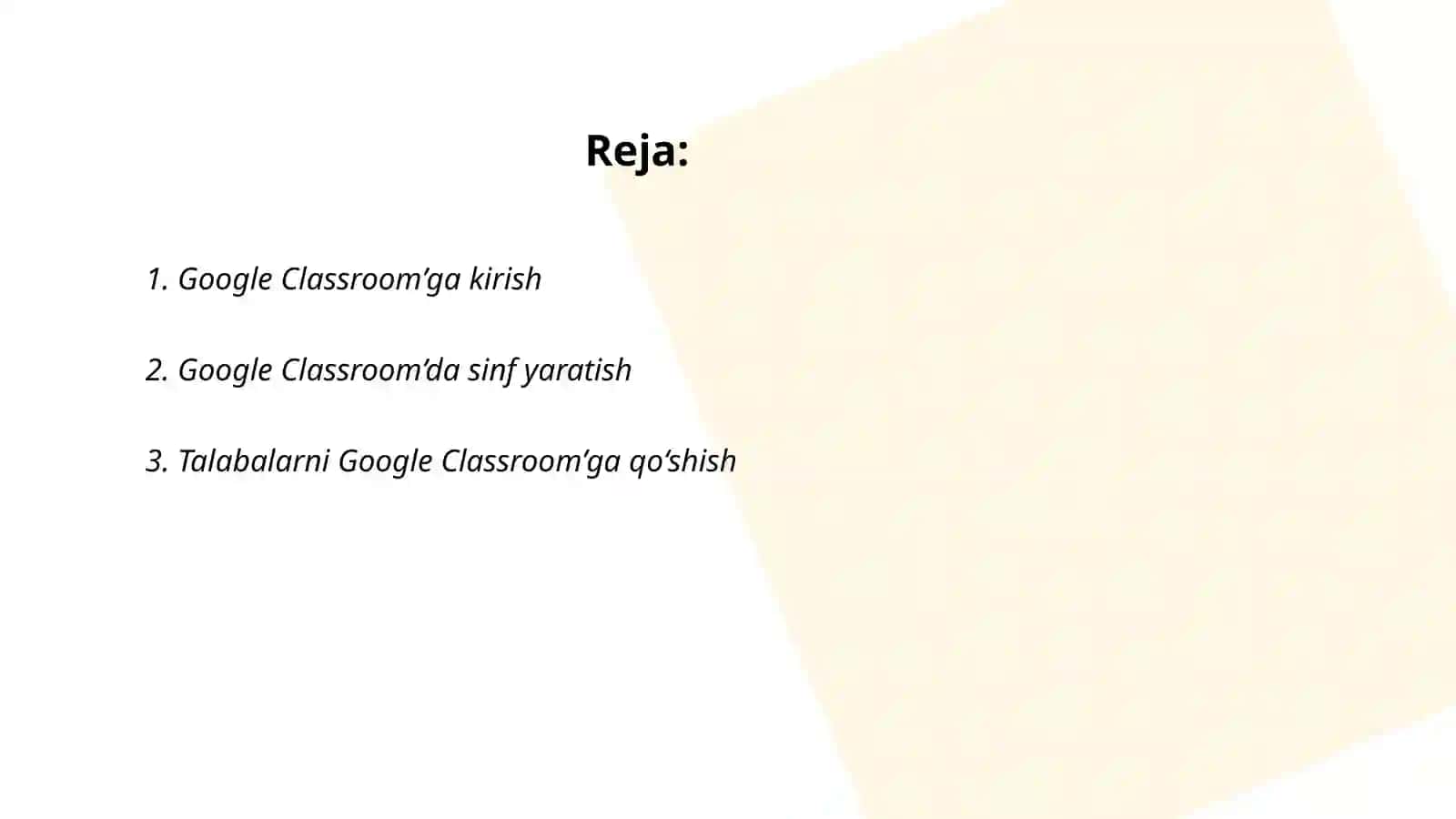 Google classroom platformasidan foydalanish 2