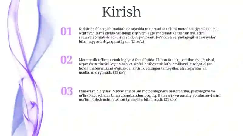 Boshlang'Ich Sinflarda Matematika O'Qitish Metodikasi Fan Sifatida 2
