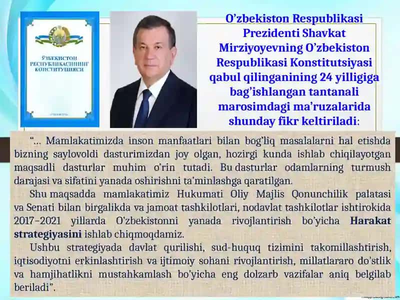 O’zbekiston Respublikasi Prezidenti tomonidan ilgari surilgan beshta muhim tashabbus 2