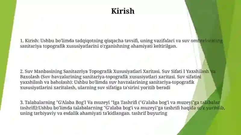 Suv Manbasining Sanitazriya Topografik Xususiyatlari Xaritasi 2